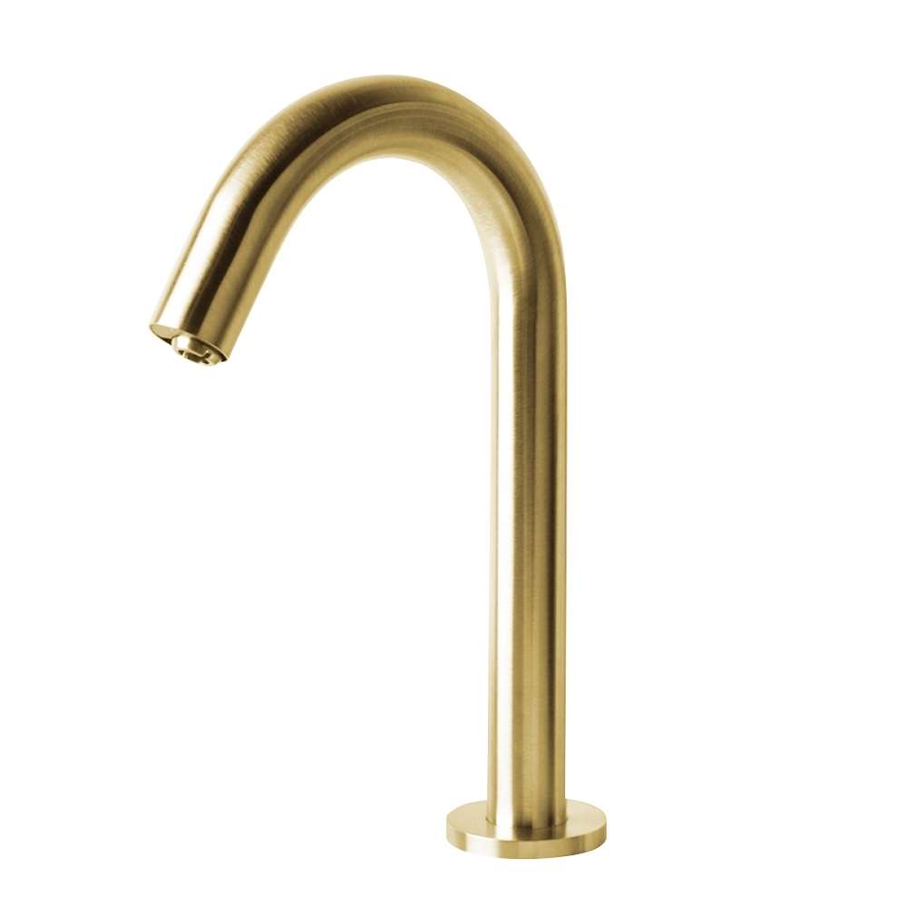 Fontana Wella Touchless Motion Sensor Brushed Gold Faucet and Automatic Deck Mount Soap Dispenser