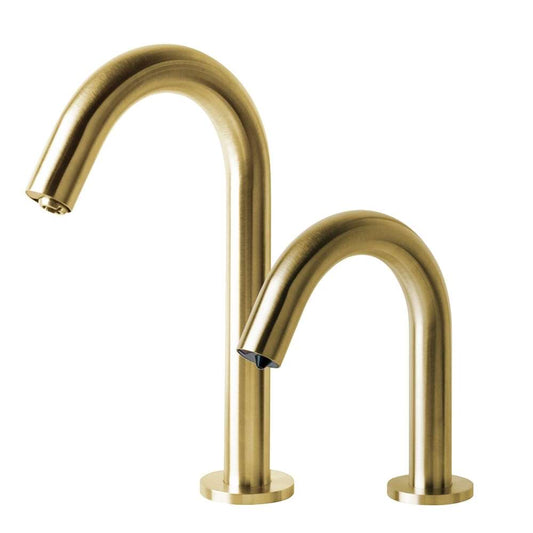 Fontana Wella Touchless Motion Sensor Brushed Gold Faucet and Automatic Deck Mount Soap Dispenser