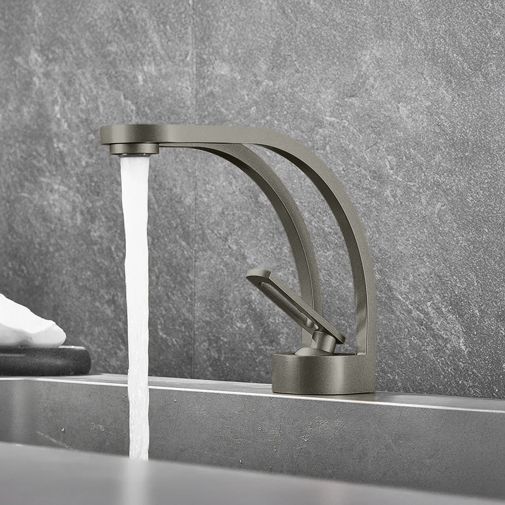 Fontana Zollino Voguish 1.5 GPM Single Handle Deck Mounted Gun Metal Gray Sink Faucet