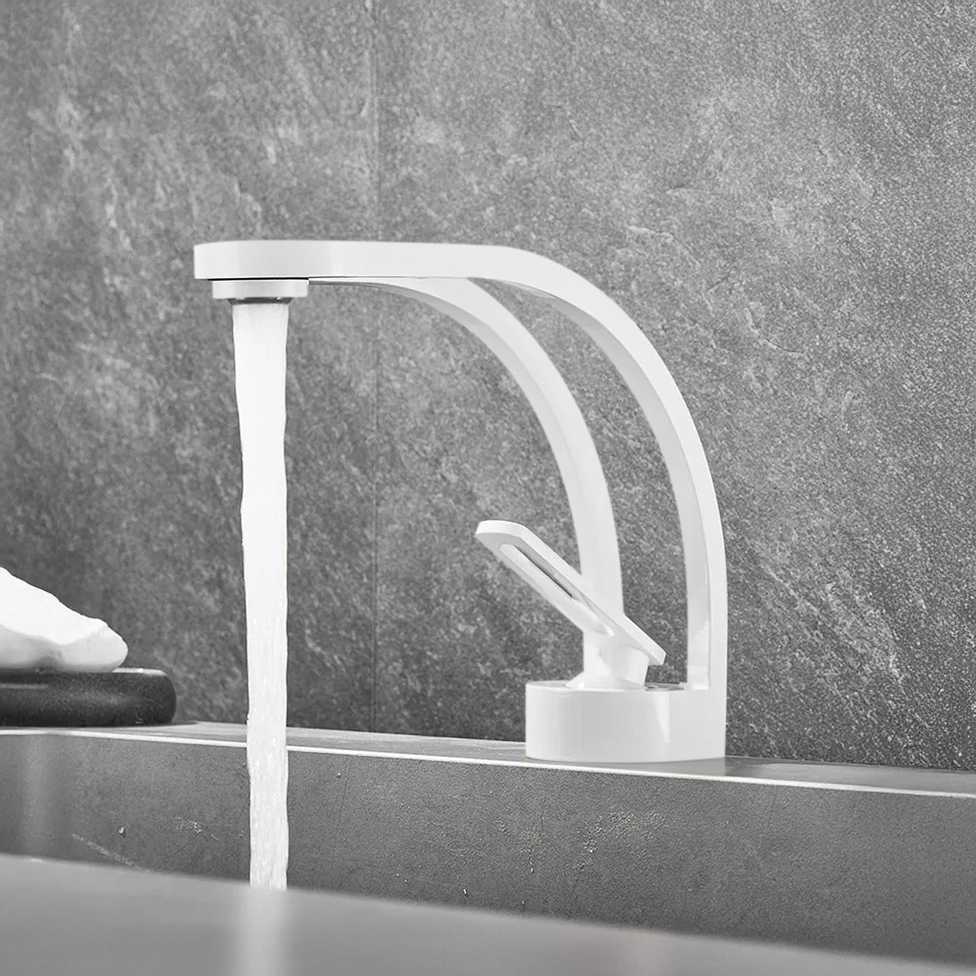 Fontana Zollino Voguish 1.5 GPM Single Handle Deck Mounted Matte White Sink Faucet