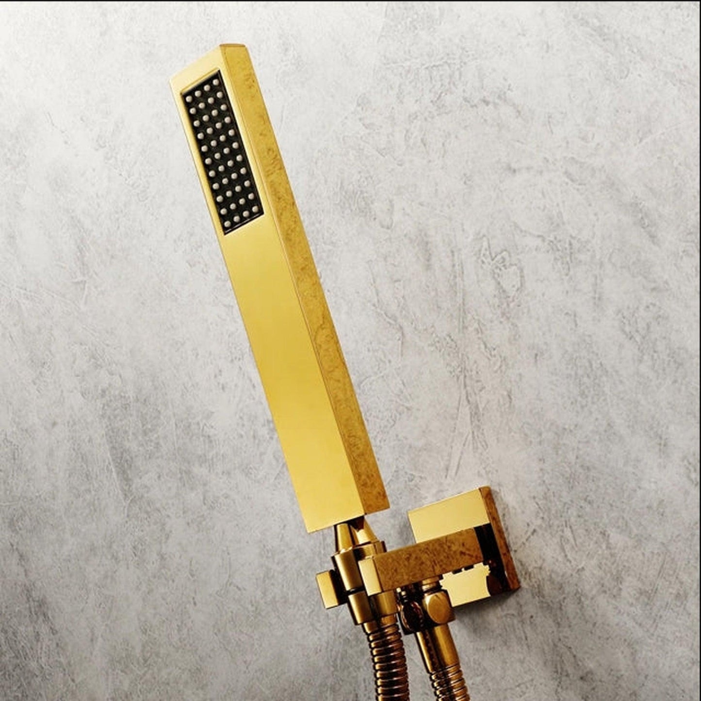 FontanaShowers Benevento Creative Luxury Gold Recessed Ceiling Mounted LED Musical Thermostatic Phone Controlled Waterfall, Rainfall & Mist Shower System With 6-Jet Body Sprays and Hand Shower