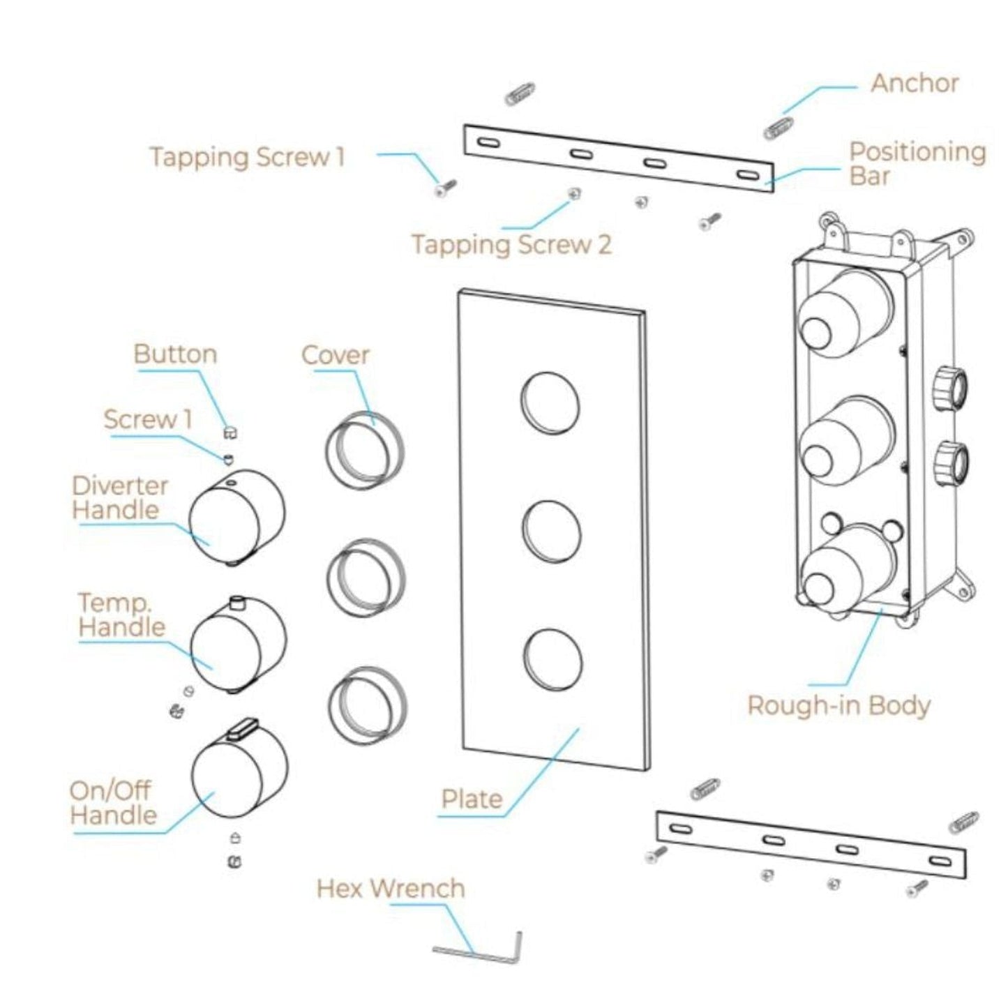 FontanaShowers Creative Luxury Gold Recessed Ceiling Mounted Color Changing Water Powered LED Shower System With Adjustable 6-Jet Body Sprays and Hand Shower