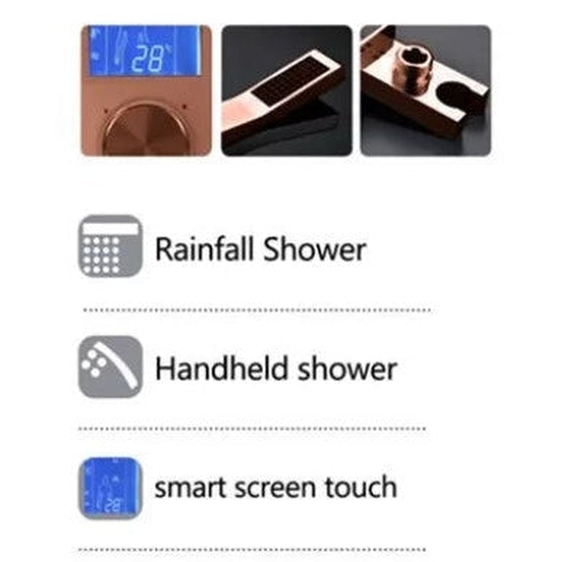 FontanaShowers Creative Luxury Light Oil Rubbed Bronze Rectangular Ceiling Mounted Rainfall Shower System With Smart & Intelligent LED Touch Control and Hand Shower