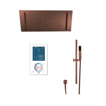 FontanaShowers Creative Luxury Light Oil Rubbed Bronze Rectangular Ceiling Mounted Rainfall Shower System With Smart & Intelligent LED Touch Control and Hand Shower