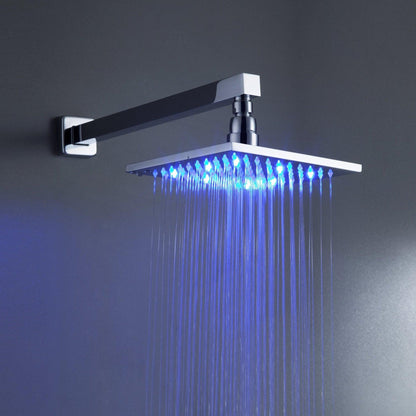 FontanaShowers Milan Creative Luxury 10" Chrome Square Wall-Mounted LED Rainfall Shower System With 6-Jet Stainless Steel Massage Sprays and Hand Shower