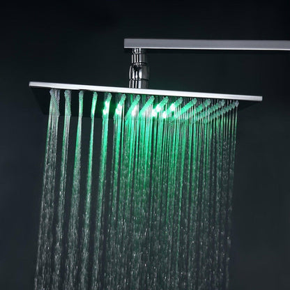 FontanaShowers Milan Creative Luxury 16" Chrome Square Wall-Mounted LED Rainfall Shower System With 6-Jet Stainless Steel Massage Sprays and Hand Shower