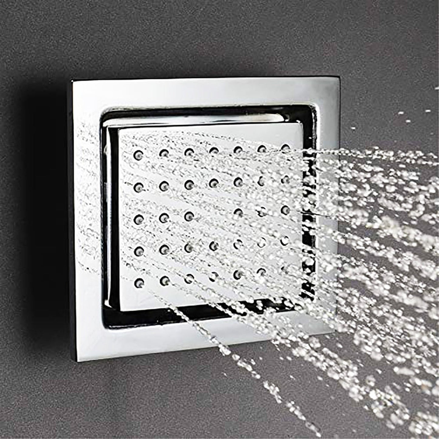 FontanaShowers Milan Creative Luxury 24" Chrome Square Wall-Mounted LED Rainfall Shower System With 6-Jet Stainless Steel Massage Sprays and Hand Shower