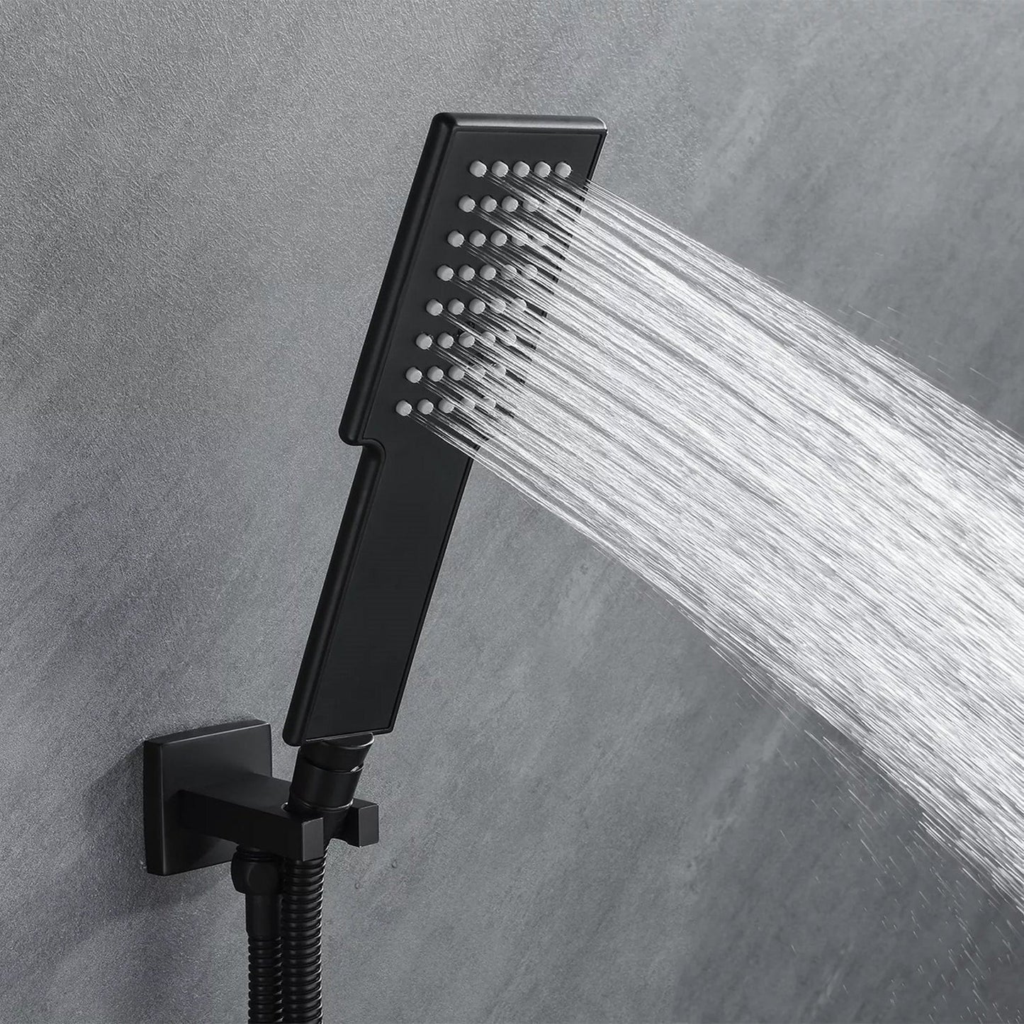 FontanaShowers Milan Creative Luxury Matte Black Wall-Mounted Thermostatic Rainfall Shower System With Hand Shower