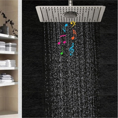 FontanaShowers Rauma Creative Luxury Chrome Wall-Mounted Bluetooth 3 Functions Thermostatic Mixer Shower System With FM Radio, 4-Jet Body Sprays and Hand Shower