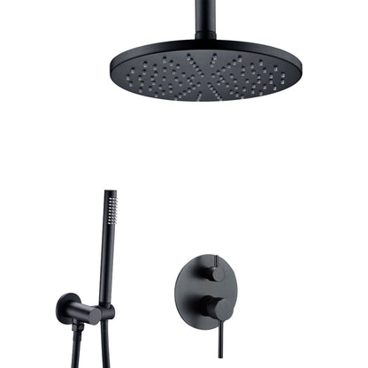 FontanaShowers Verona Creative Luxury 10" Dark Oil Rubbed Bronze Round Ceiling Mounted Shower Head Hot and Cold Mixer Rainfall Shower System With Hand Shower