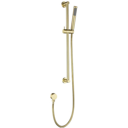 FontanaShowers Verona Creative Luxury 12" Brushed Gold Square Ceiling Mounted Thermostatic Button Mixer Rainfall Shower System With 6-Jet Body Sprays and Hand Shower