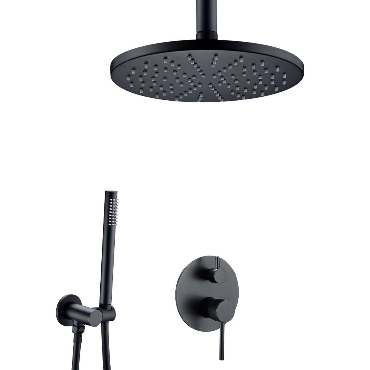 FontanaShowers Verona Creative Luxury 12" Dark Oil Rubbed Bronze Round Ceiling Mounted Shower Head Hot and Cold Mixer Rainfall Shower System With Hand Shower