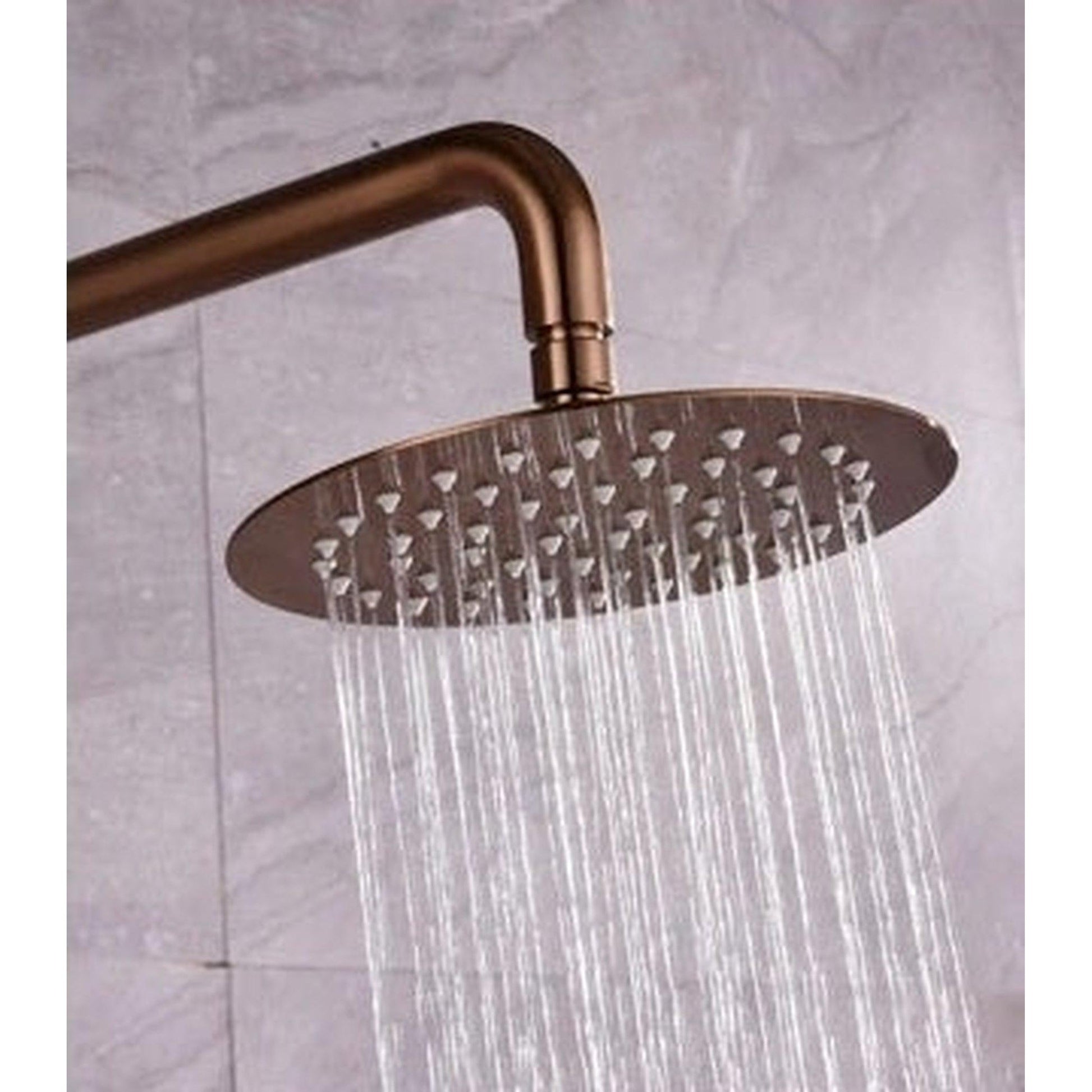 Brushed Gold 10 Round Rainfall Shower Head Wall Mounted Rain Shower System  with Handheld Shower Solid Brass