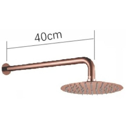 FontanaShowers Verona Creative Luxury Rose Gold Round Wall-Mounted Solid Brass Shower Head Rainfall Shower System With Triple Mixer, Hand Shower and Tub Spout