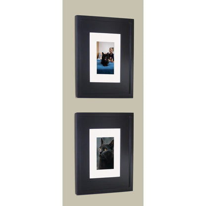 Fox Hollow Furnishings 11" x 14" Black Compact Portrait Special 3" Depth Recessed Picture Frame Medicine Cabinet With Mirror and Ivory Matting