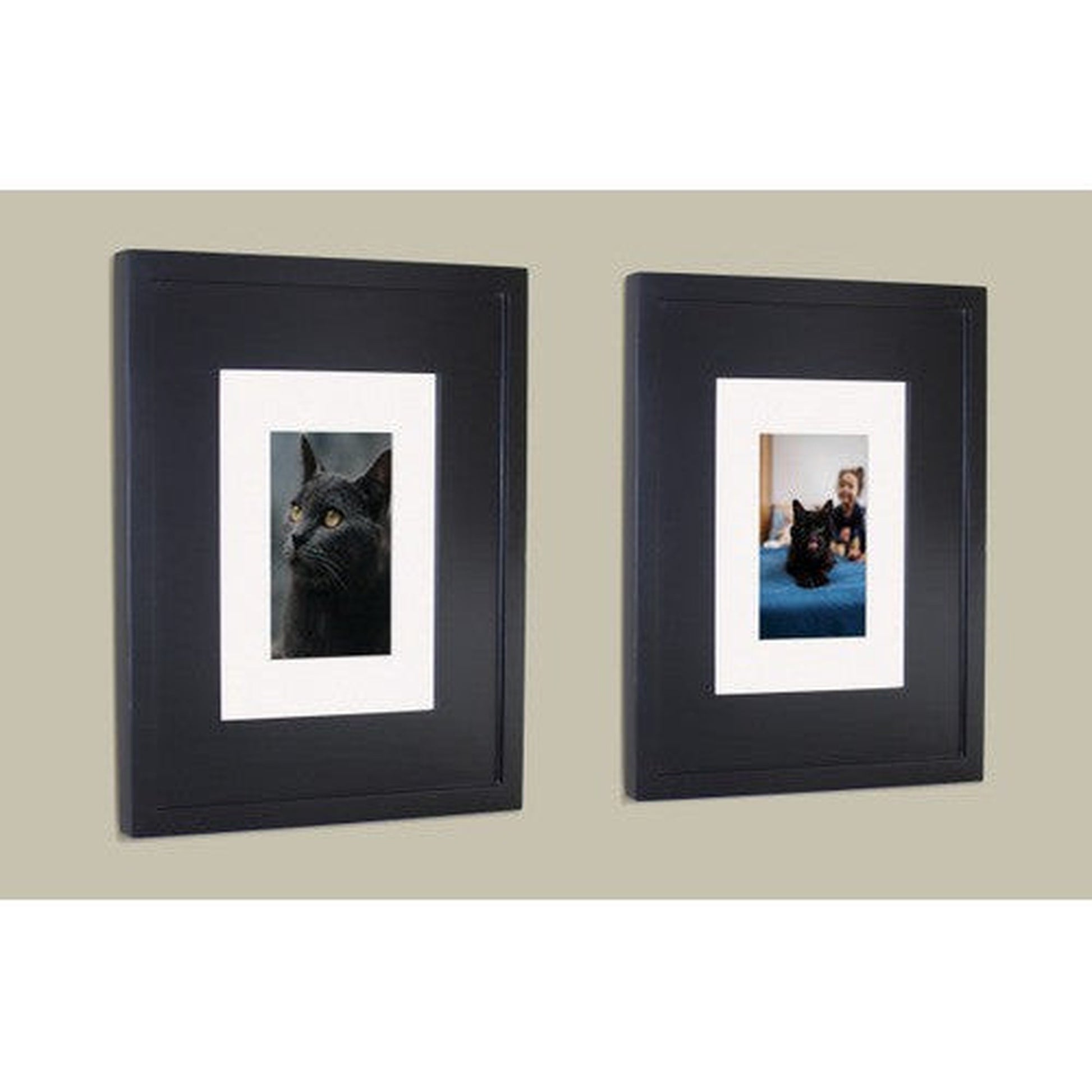 Fox Hollow Furnishings 11" x 14" Black Compact Portrait Standard 4" Depth Recessed Picture Frame Medicine Cabinet With Ivory Matting