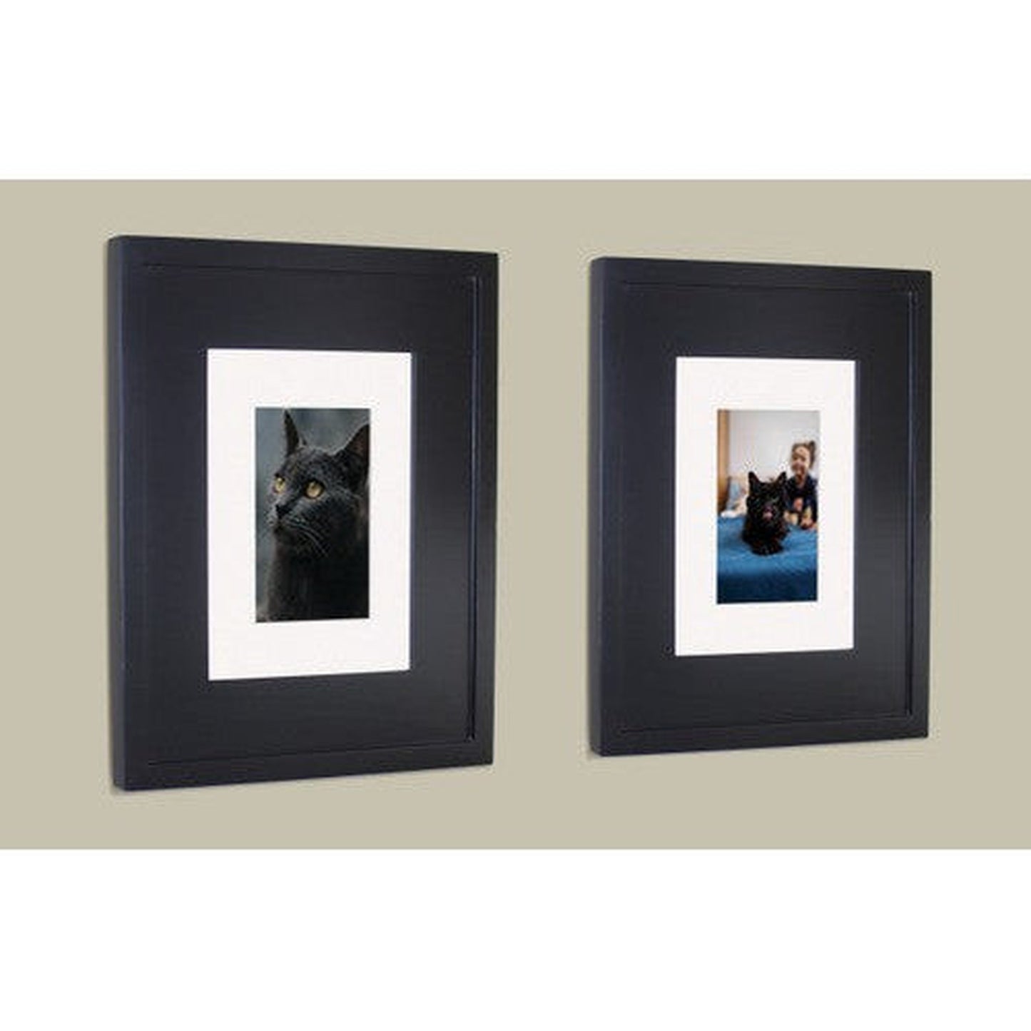 Fox Hollow Furnishings 11" x 14" Black Compact Portrait Standard 4" Depth Recessed Picture Frame Medicine Cabinet With White Matting