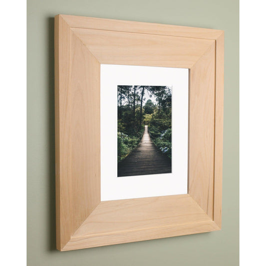 Fox Hollow Furnishings 11" x 14" Unfinished Raised Edge Compact Portrait Special 3" Depth Recessed Picture Frame Medicine Cabinet With Mirror and Ivory Matting