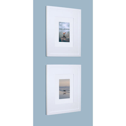 Fox Hollow Furnishings 11" x 14" White Compact Contemporary Raised Edge Standard Depth Recessed Picture Frame Medicine Cabinet