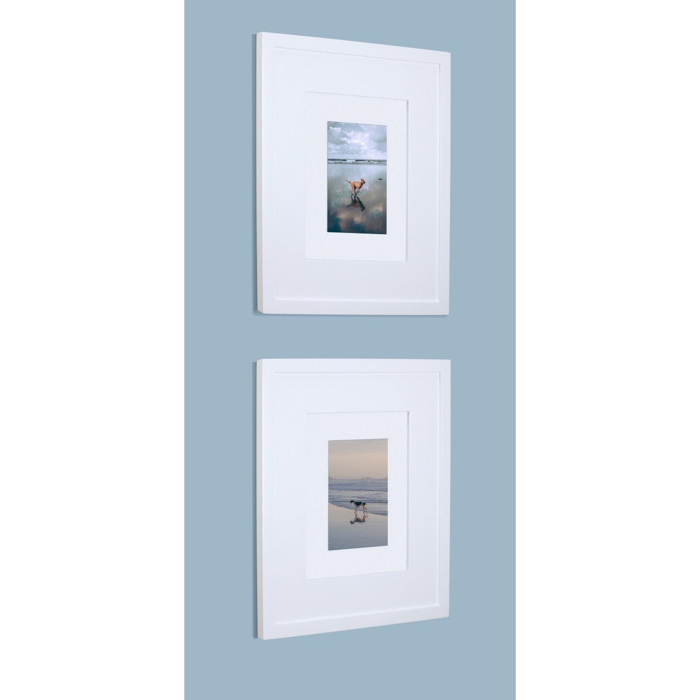 Fox Hollow Furnishings 11" x 14" White Compact Contemporary Raised Edge Standard Depth Recessed Picture Frame Medicine Cabinet With White Matting