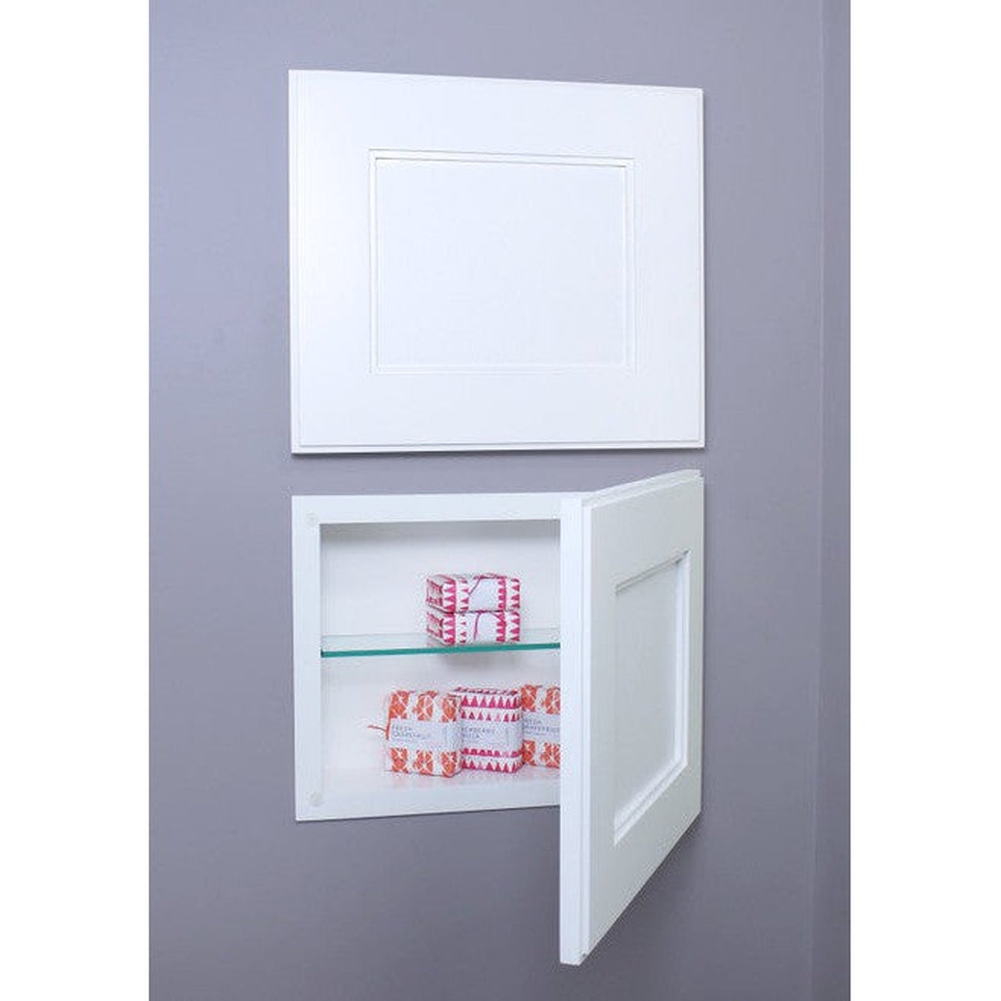 Fox Hollow Furnishings 11" x 14" White Compact Landscape Shaker Style Special 3" Depth Recessed Medicine Cabinet With Mirror