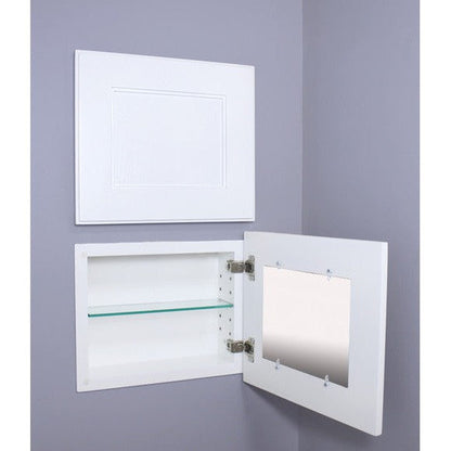 Fox Hollow Furnishings 11" x 14" White Compact Landscape Shaker Style Special 3" Depth Recessed Medicine Cabinet With Mirror