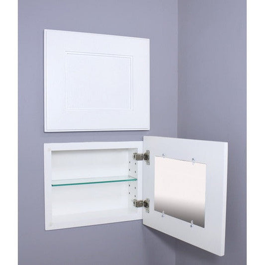 Fox Hollow Furnishings 11" x 14" White Compact Landscape Shaker Style Special 3" Depth Recessed Medicine Cabinet With Mirror