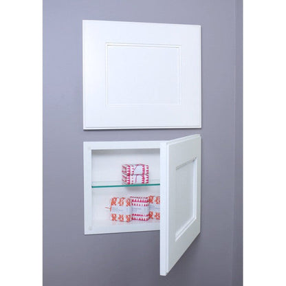 Fox Hollow Furnishings 11" x 14" White Compact Landscape Shaker Style Standard 4" Depth Recessed Medicine Cabinet With Mirror