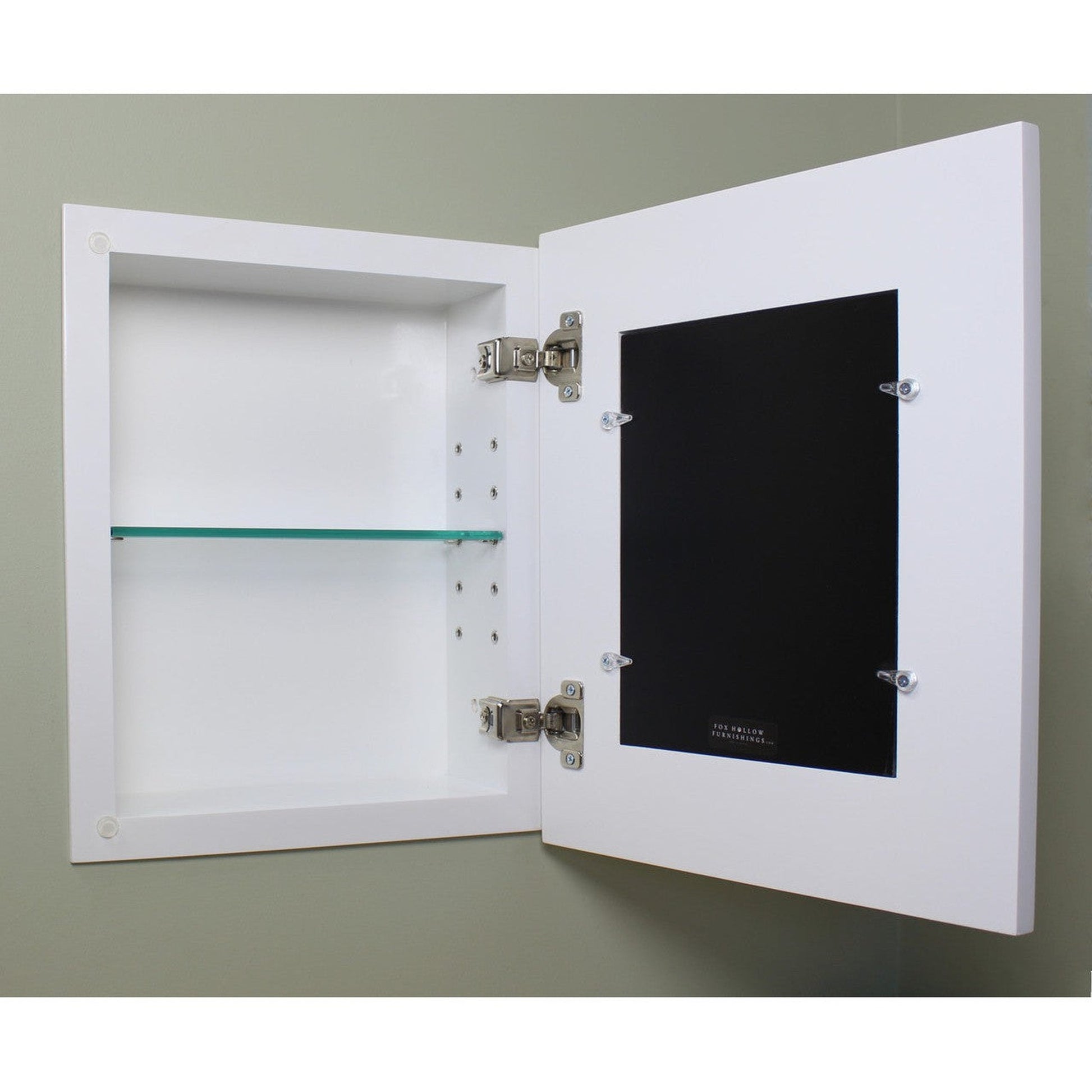 Fox Hollow Furnishings 11" x 14" White Compact Portrait Shaker Special 3" Depth Recessed Picture Frame Medicine Cabinet