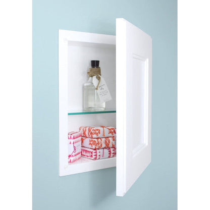 Fox Hollow Furnishings 11" x 14" White Compact Portrait Shaker Style Special 3" Depth Recessed Medicine Cabinet