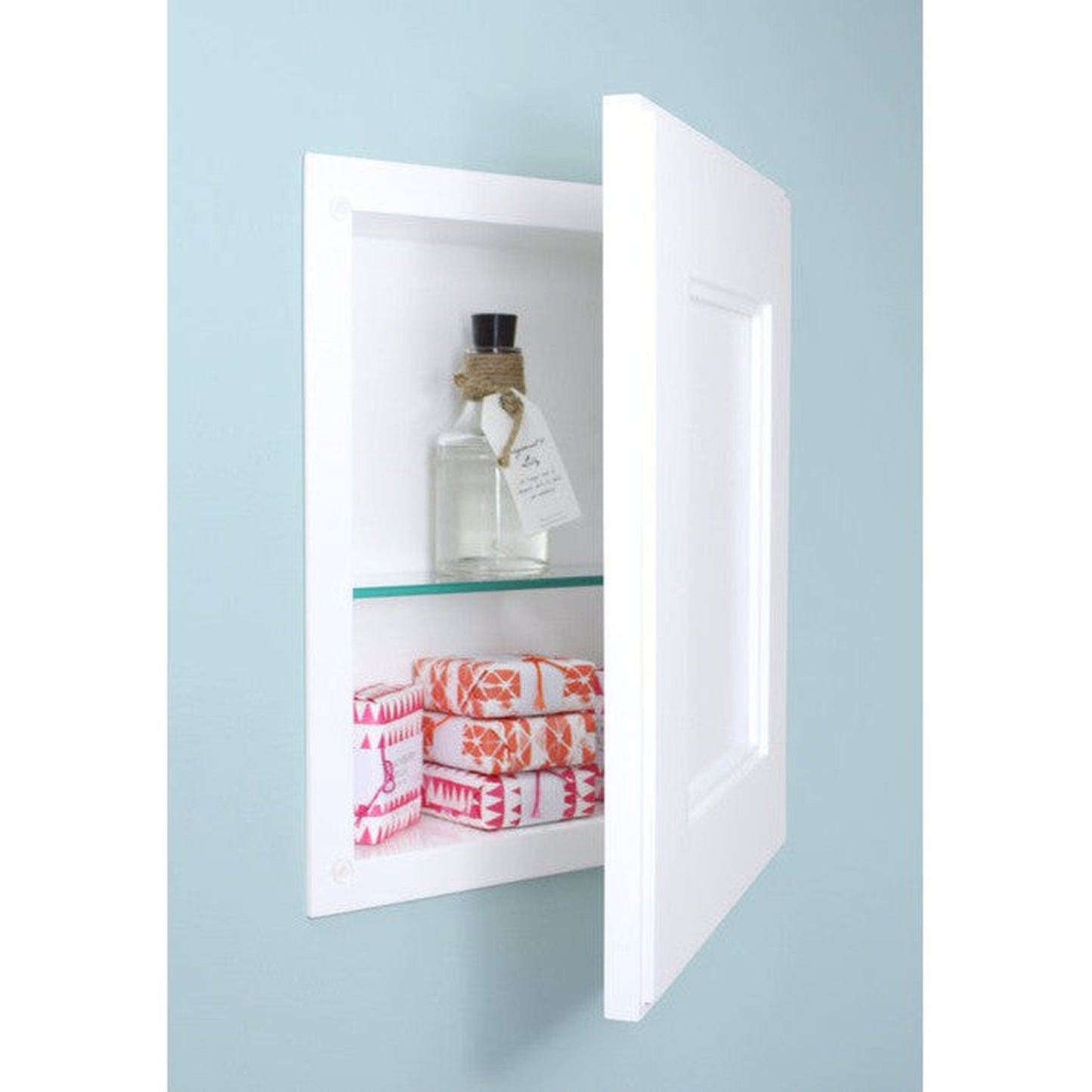 Fox Hollow Furnishings 11" x 14" White Compact Portrait Shaker Style Special 3" Depth Recessed Medicine Cabinet With Mirror