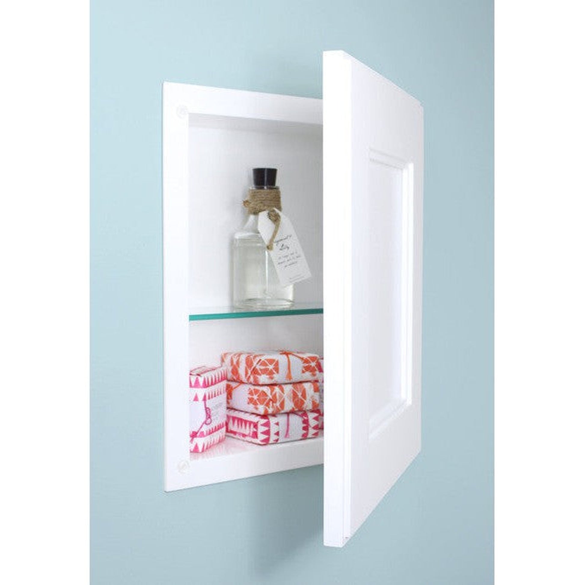 Fox Hollow Furnishings 11" x 14" White Compact Portrait Shaker Style Special 3" Depth Recessed Medicine Cabinet With Mirror