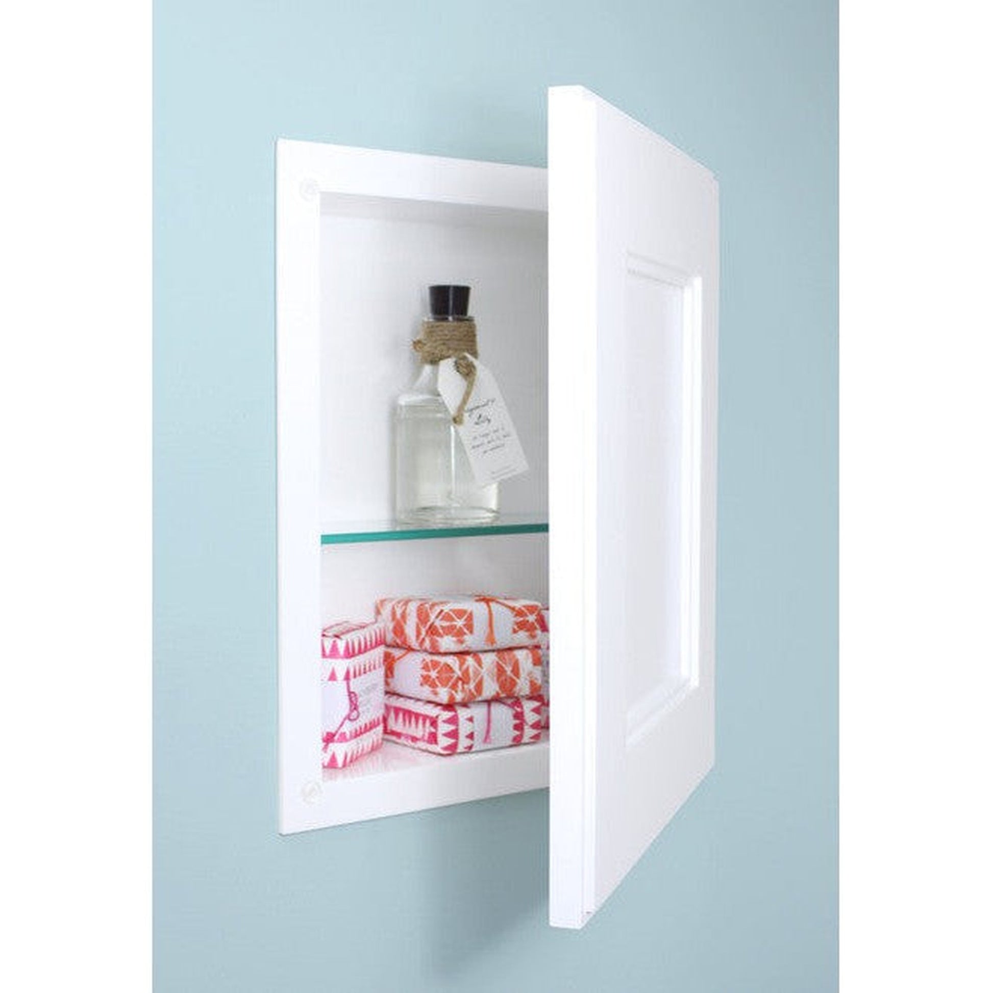 Fox Hollow Furnishings 11" x 14" White Compact Portrait Shaker Style Standard 4" Depth Recessed Medicine Cabinet With Mirror