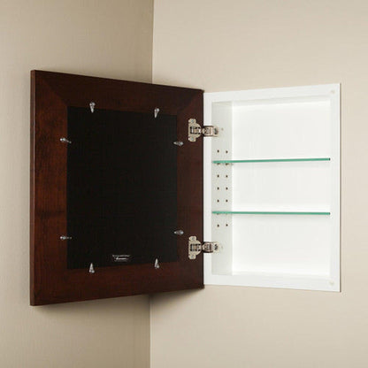 Fox Hollow Furnishings 13" x 14" Espresso Special 3" Depth White Interior Mirrored Medicine Cabinet