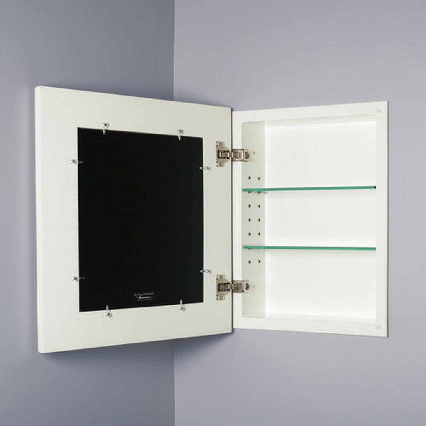 Fox Hollow Furnishings 13" x 16" Shaker White Standard 4" Depth White Interior Mirrored Medicine Cabinet