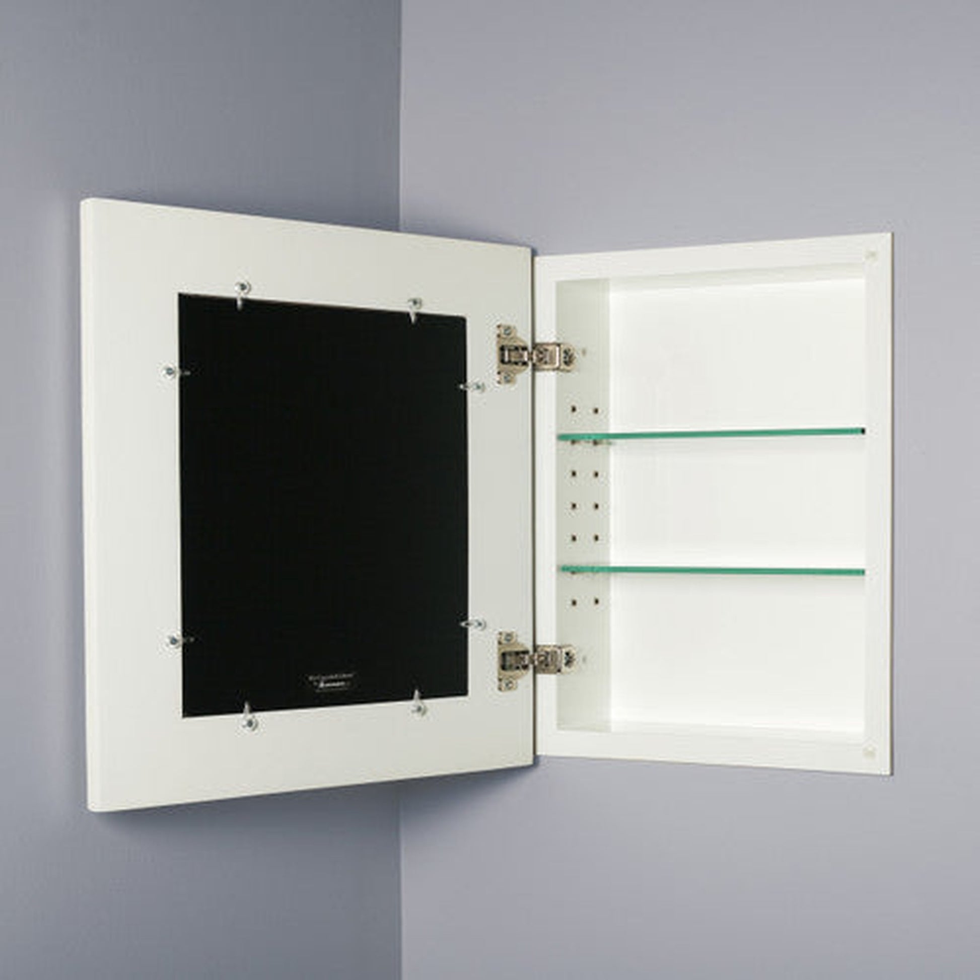 Fox Hollow Furnishings 13" x 16" White Contemporary Standard 4" Depth Mirrored Medicine Cabinet