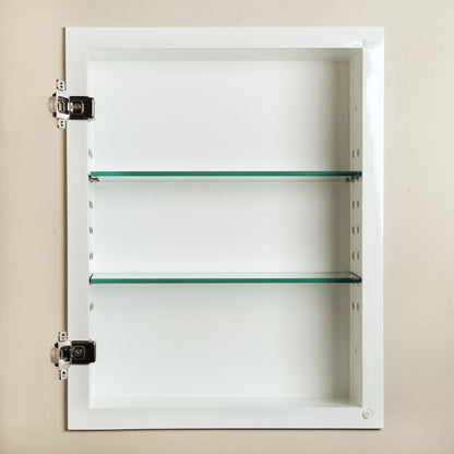 Fox Hollow Furnishings 13" x 16" White Shaker Style Special 3" Depth Recessed Medicine Cabinet