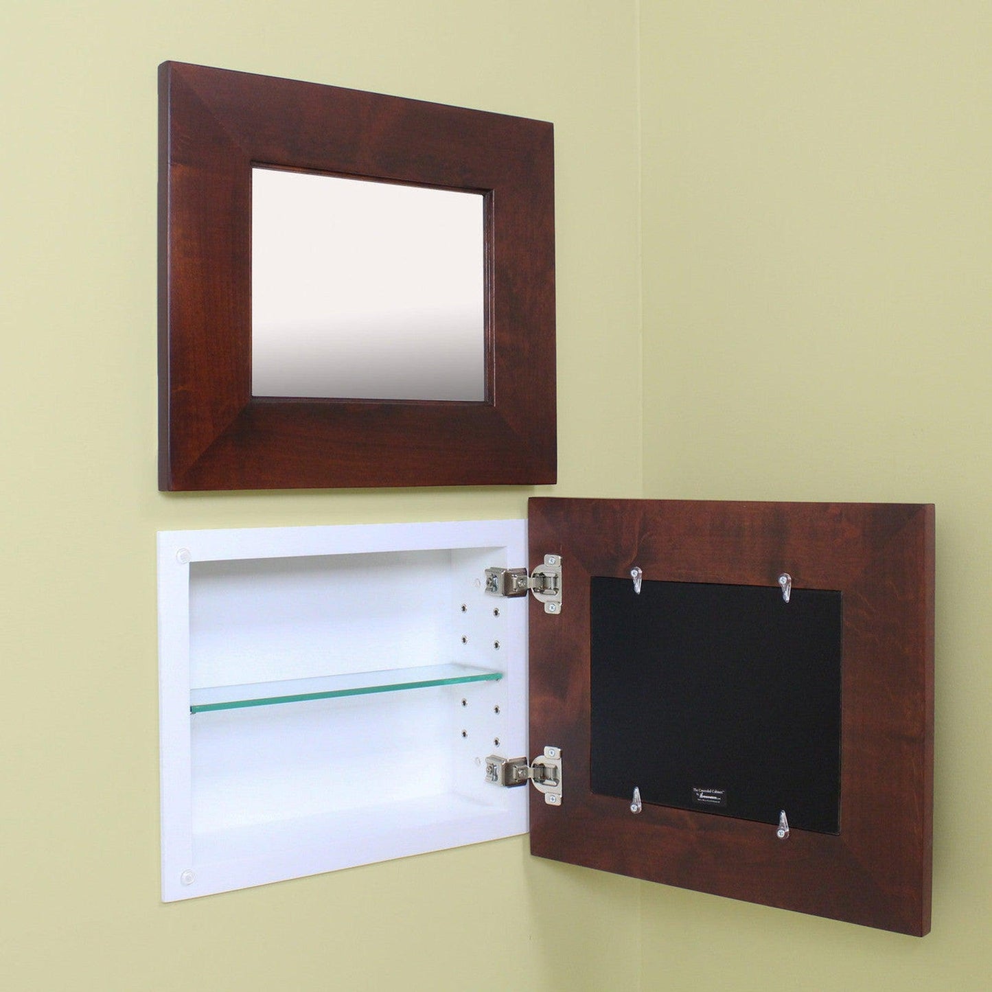 Fox Hollow Furnishings 14" x 11" Landscape Espresso Standard 4" Depth Mirrored Medicine Cabinet