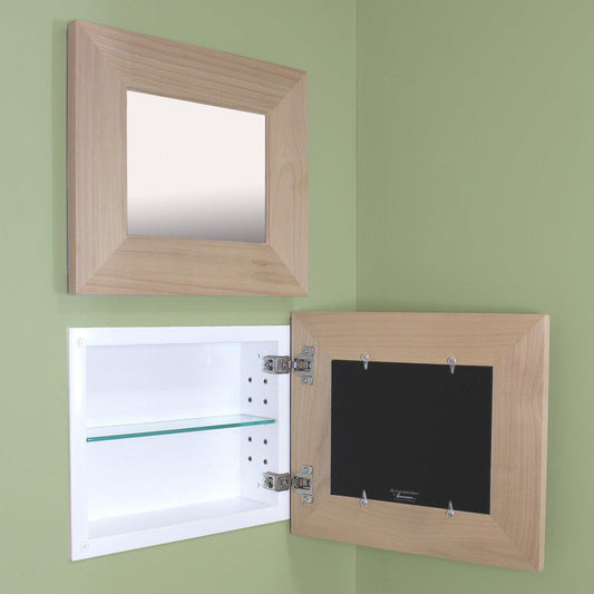 Fox Hollow Furnishings 14" x 11" Unfinished Landscape Flat Edge Wall Mount Mirrored Medicine Cabinet