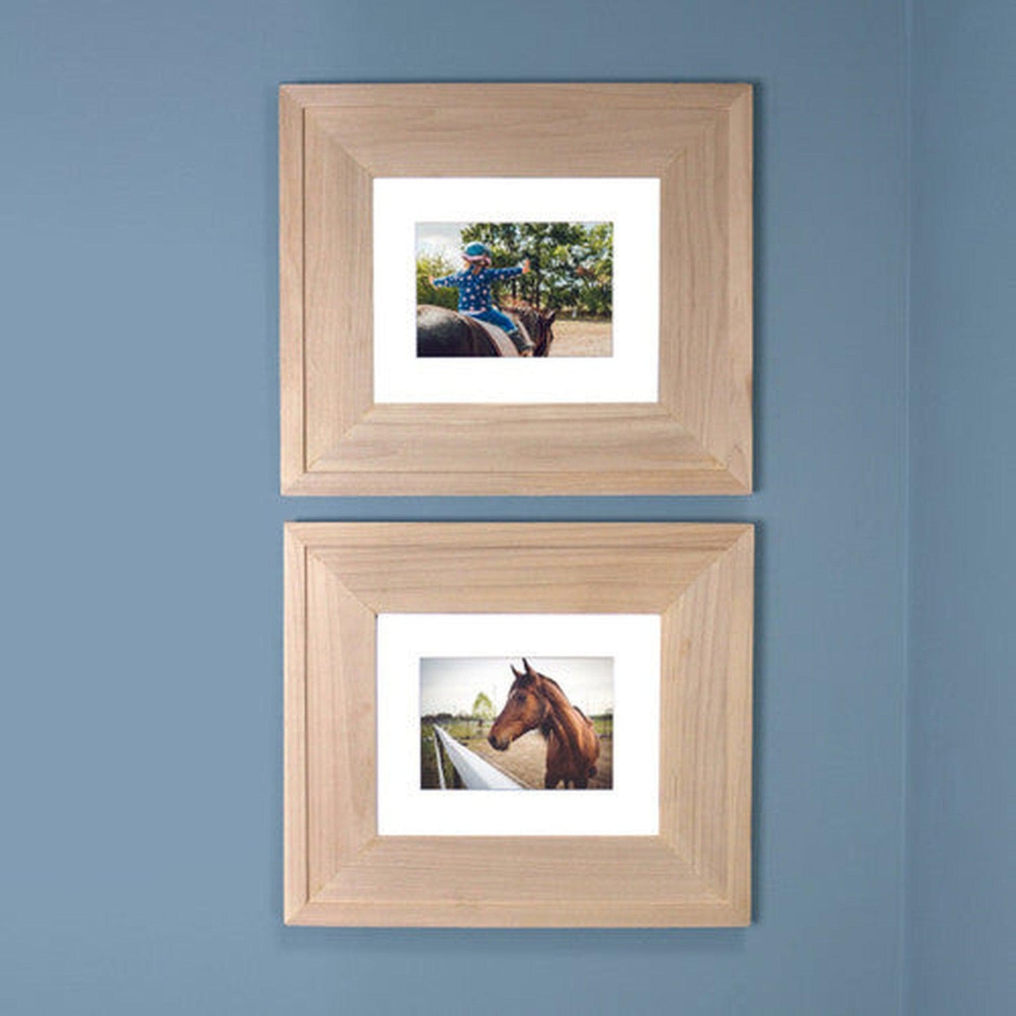 Fox Hollow Furnishings 14" x 11" Unfinished Raised Edge Compact Landscape Special 3" Depth Recessed Picture Frame Medicine Cabinet With White Matting