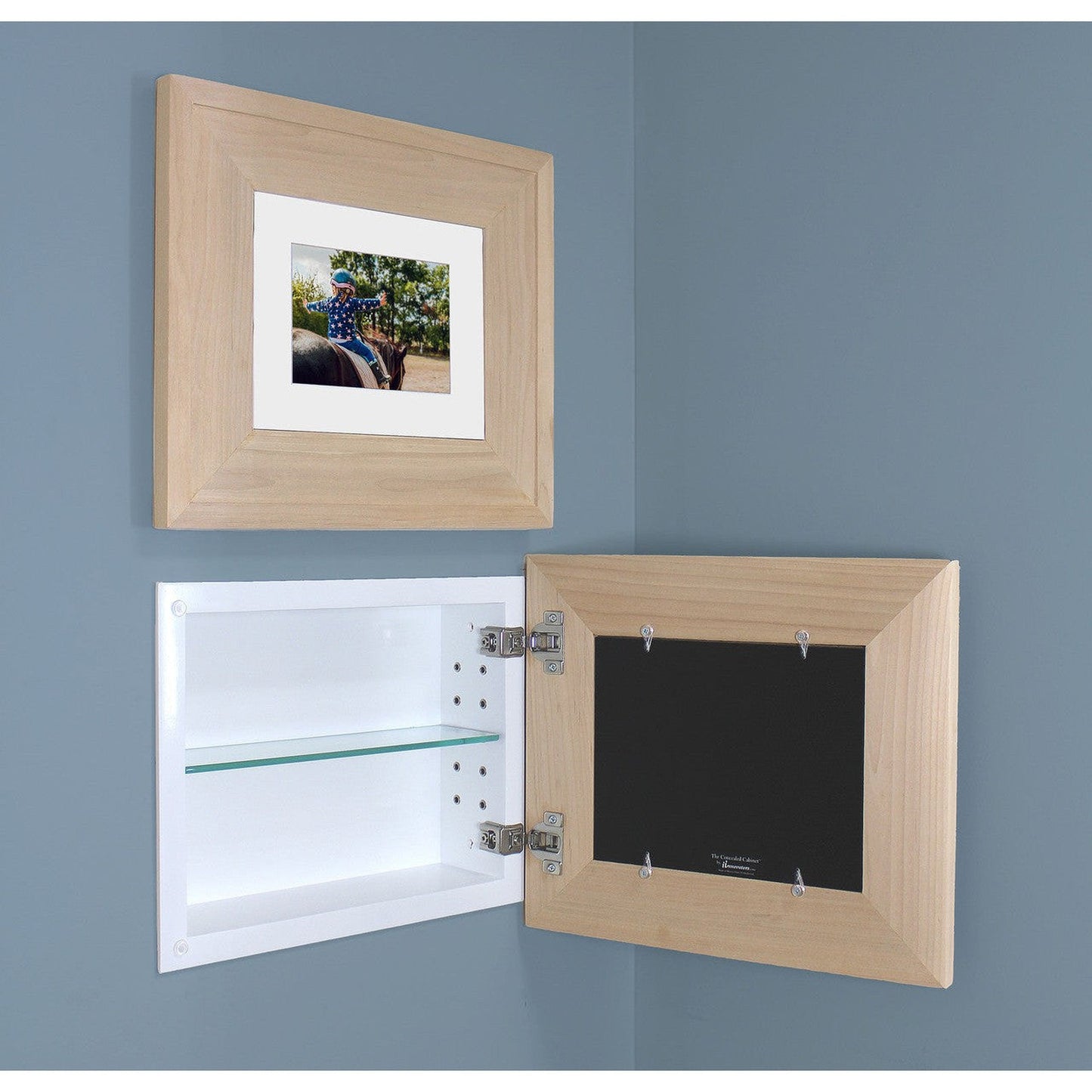 Fox Hollow Furnishings 14" x 11" Unfinished Raised Edge Compact Landscape Special 6" Depth Recessed Picture Frame Medicine Cabinet With Mirror and White Matting