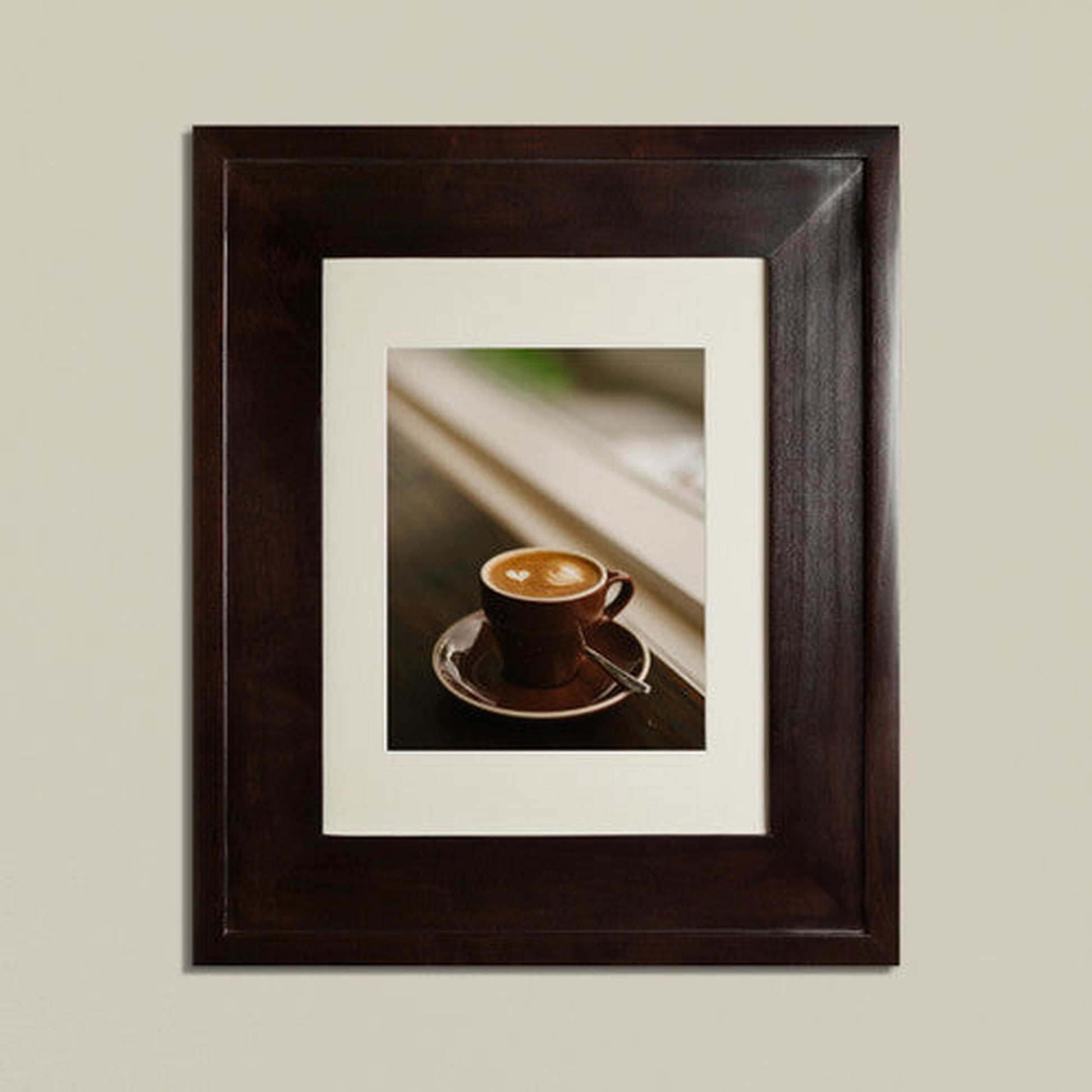 Fox Hollow Furnishings 14" x 16" Coffee Bean Regular Special 3" Depth Recessed Picture Frame Medicine Cabinet With Mirror and Ivory Matting