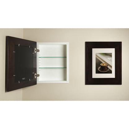 Fox Hollow Furnishings 14" x 16" Coffee Bean Regular Standard 4" Depth Recessed Picture Frame Medicine Cabinet With Mirror