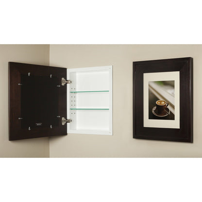 Fox Hollow Furnishings 14" x 16" Coffee Bean Regular Standard 4" Depth Recessed Picture Frame Medicine Cabinet With Mirror and Ivory 8" x 10" Matting