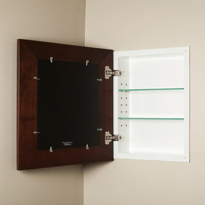 Fox Hollow Furnishings 14" x 16" Espresso Regular Recessed Picture Frame Medicine Cabinet With Mirror and White Matting