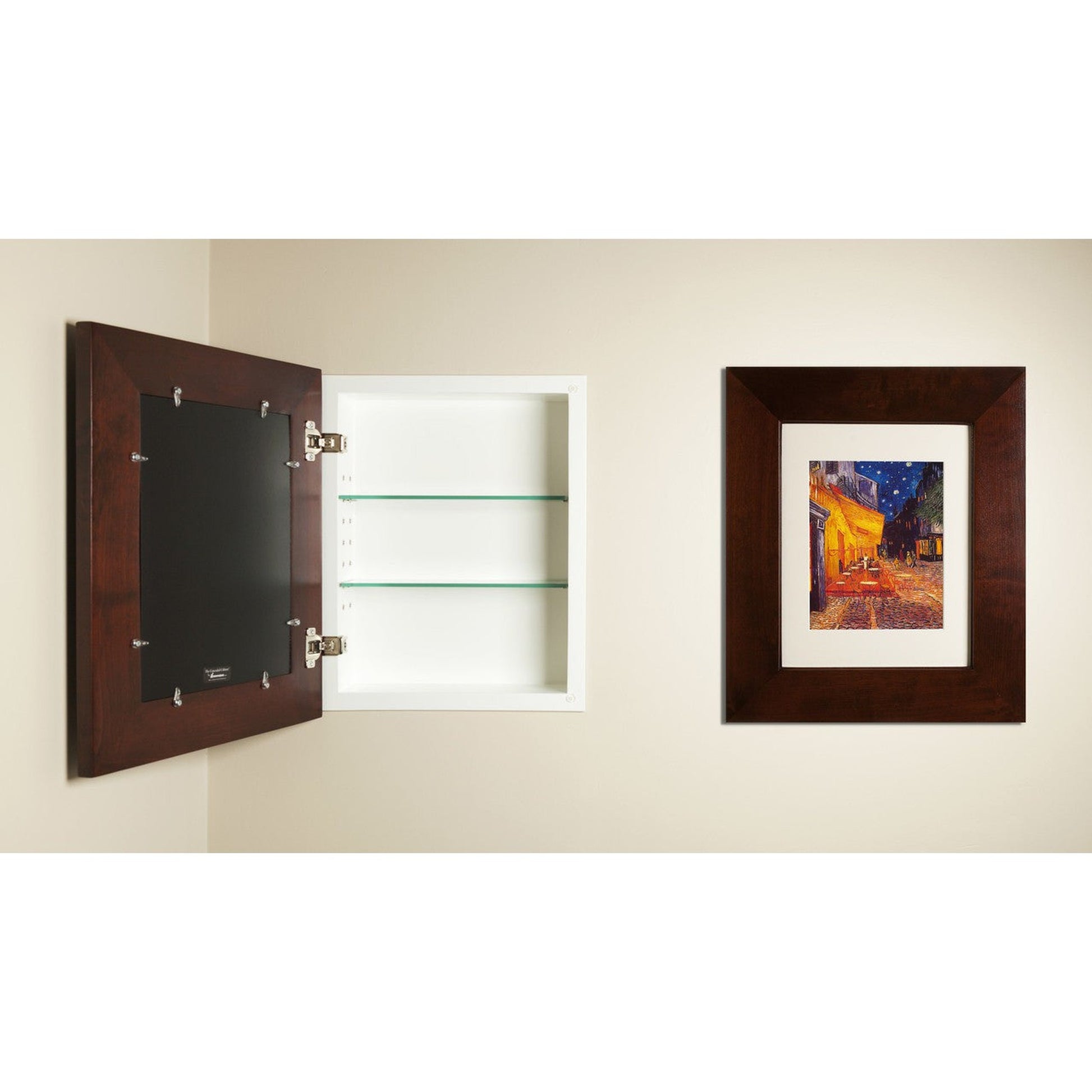 Fox Hollow Furnishings 14" x 16" Espresso Regular Recessed Picture Frame Medicine Cabinet With White Matting