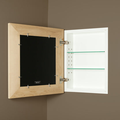 Fox Hollow Furnishings 14" x 16" Regular Unfinished Standard 4" Depth Recessed Picture Frame Medicine Cabinet With White 8" x 10" Matting