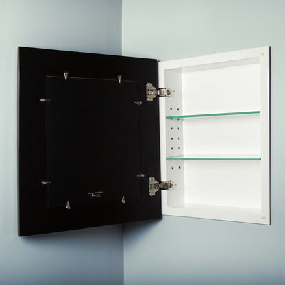 Fox Hollow Furnishings 14" x 18" Black Standard 4" Depth White Interior Mirrored Medicine Cabinet