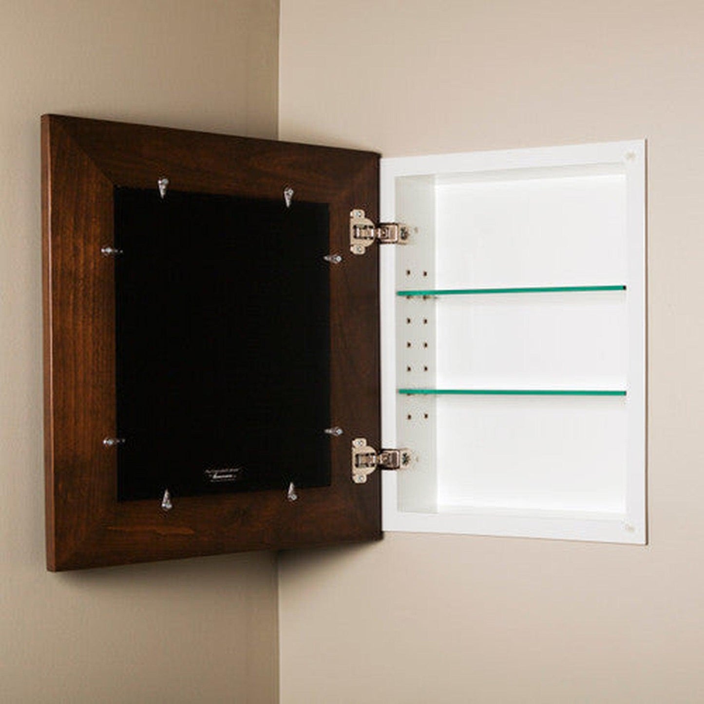 Fox Hollow Furnishings 14" x 18" Caramel Standard 4" Depth White Interior Mirrored Medicine Cabinet