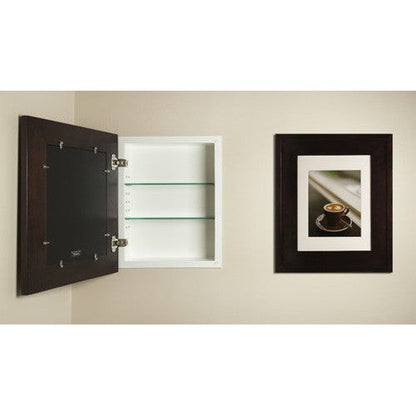 Fox Hollow Furnishings 14" x 18" Coffee Bean Large Special 3" Depth Recessed Picture Frame Medicine Cabinet With Black Matting